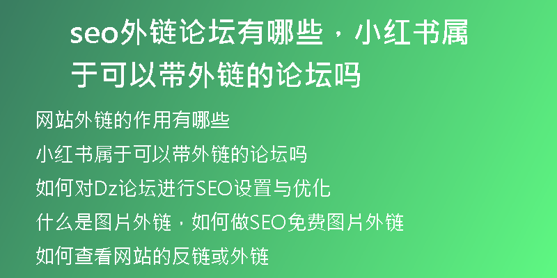 seo外链论坛有哪些，小红书属于可以带外链的论坛吗