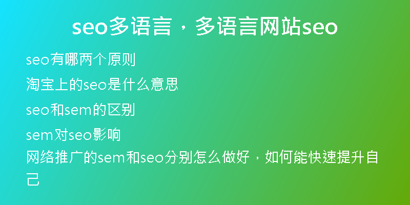 seo多语言，多语言网站seo