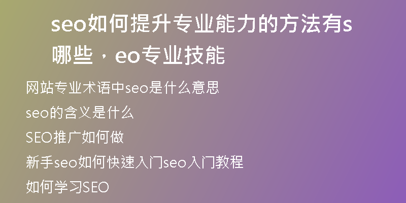 seo如何提升专业能力的方法有哪些，seo专业技能