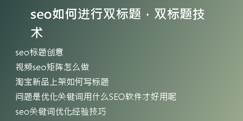 seo如何进行双标题，双标题技术