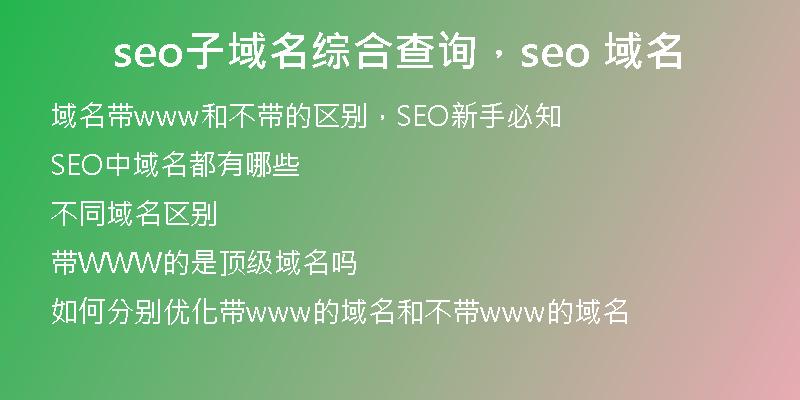 seo子域名综合查询，seo 域名
