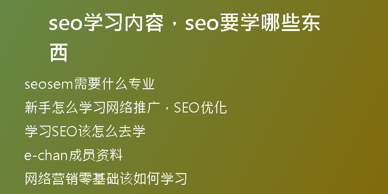 seo学习内容，seo要学哪些东西