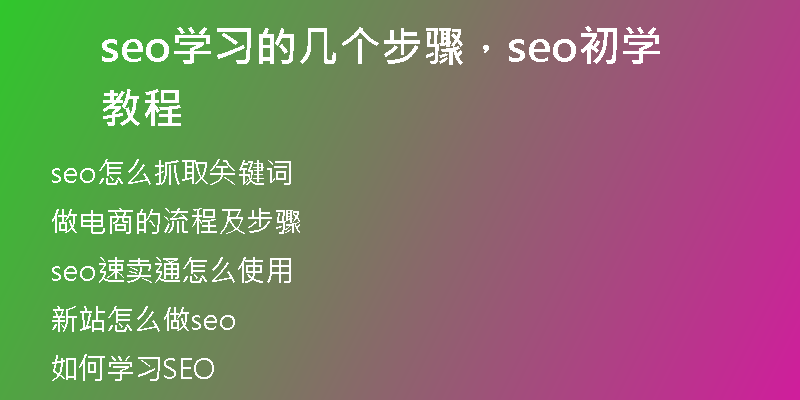 seo学习的几个步骤，seo初学教程