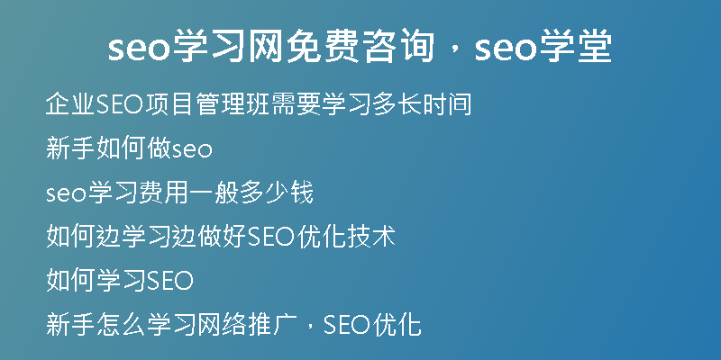 seo学习网免费咨询，seo学堂
