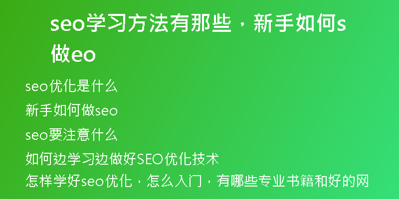 seo学习方法有那些，新手如何做seo