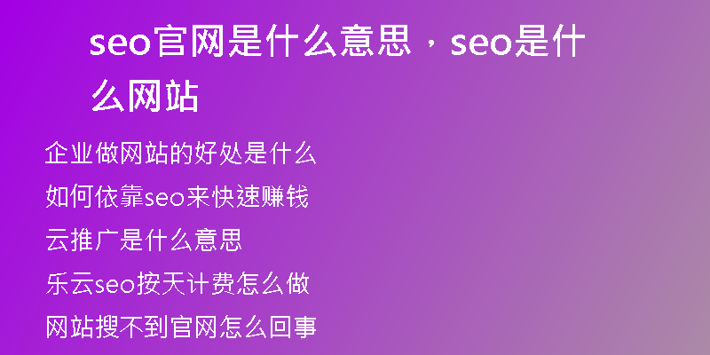 seo官网是什么意思，seo是什么网站