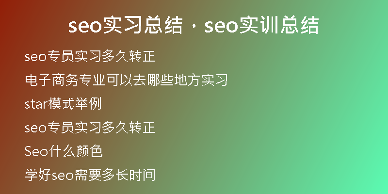 seo实习总结，seo实训总结
