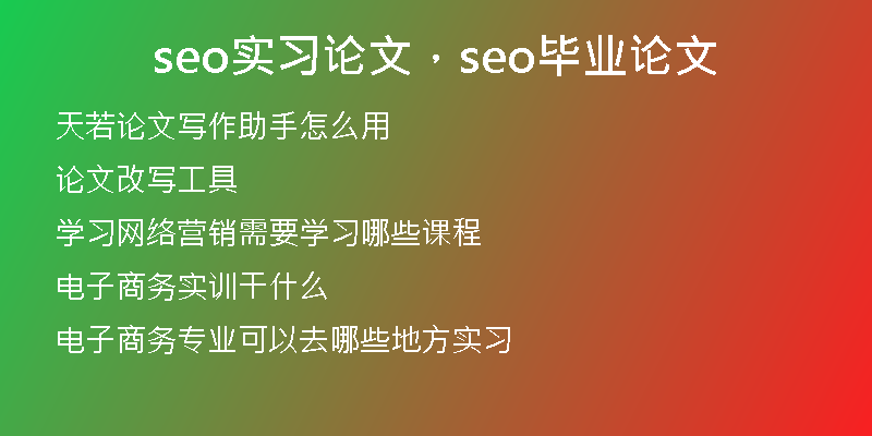 seo实习论文，seo毕业论文
