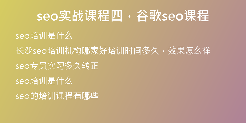 seo实战课程四，谷歌seo课程