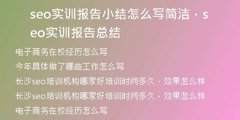 seo实训报告小结怎么写简洁，seo实训报告总结