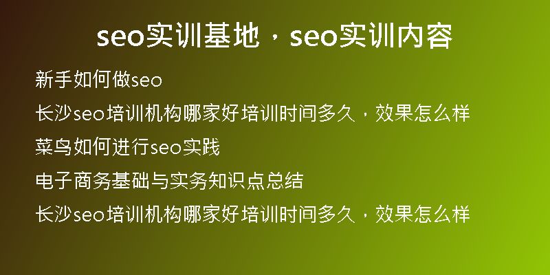 seo实训基地，seo实训内容