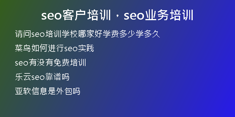 seo客户培训，seo业务培训