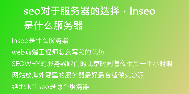 seo对于服务器的选择，lnseo是什么服务器