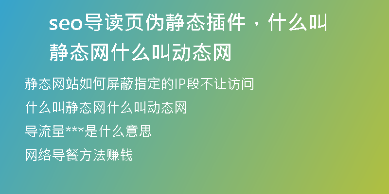 seo导读页伪静态插件，什么叫静态网什么叫动态网