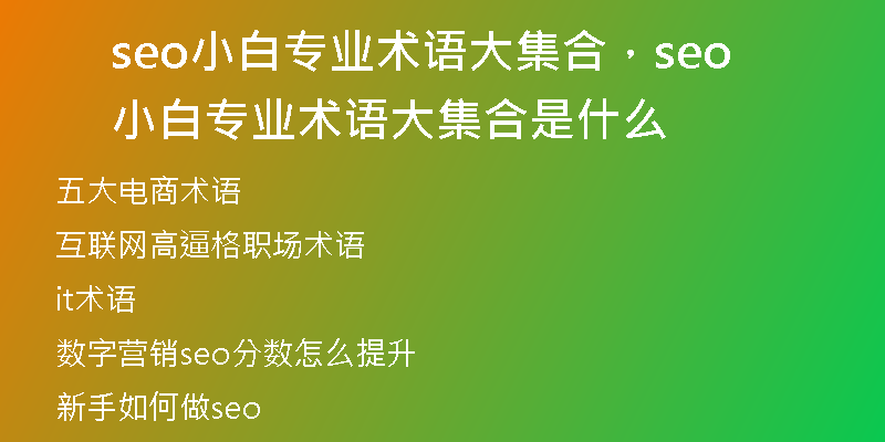 seo小白专业术语大集合，seo小白专业术语大集合是什么