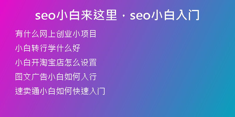 seo小白来这里，seo小白入门