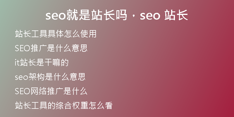 seo就是站长吗，seo 站长