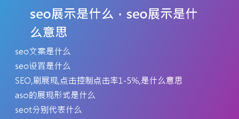 seo展示是什么，seo展示是什么意思
