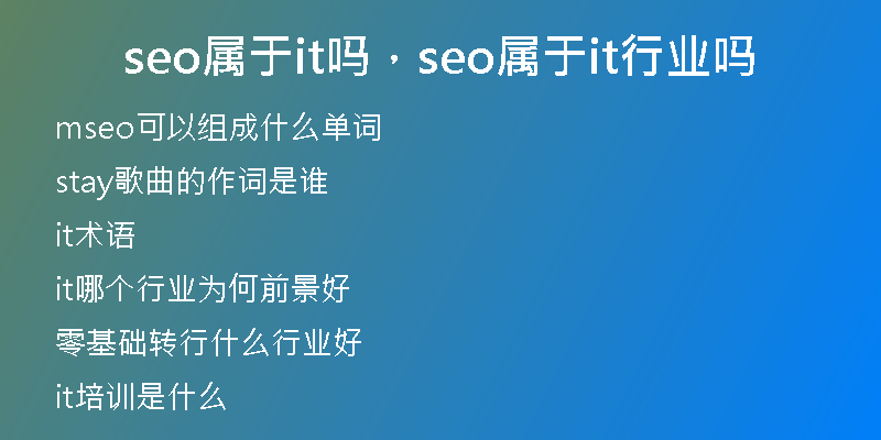 seo属于it吗，seo属于it行业吗