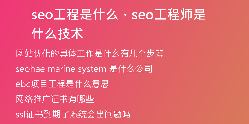seo工程是什么，seo工程师是什么技术