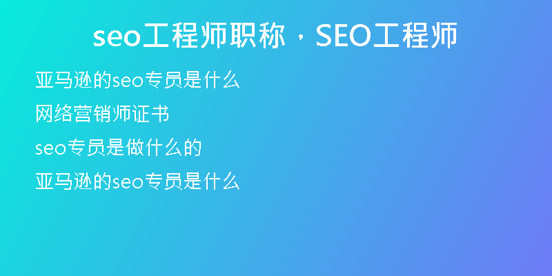 seo工程师职称，SEO工程师