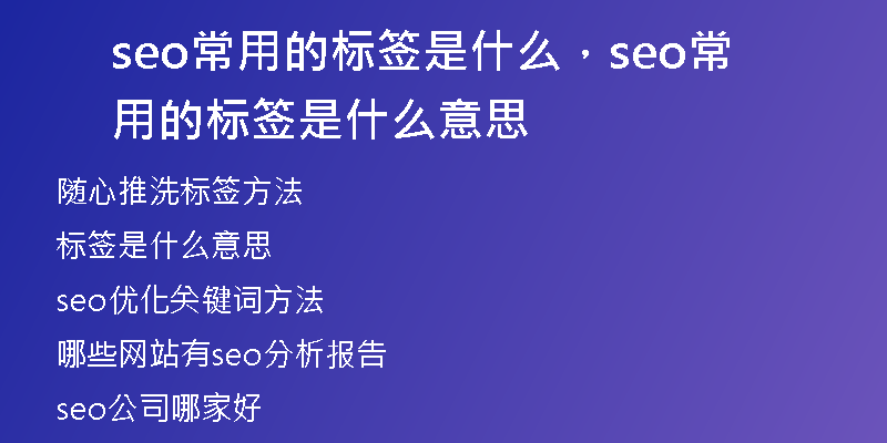 seo常用的标签是什么，seo常用的标签是什么意思