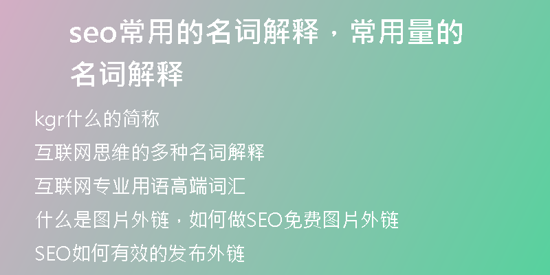 seo常用的名词解释，常用量的名词解释