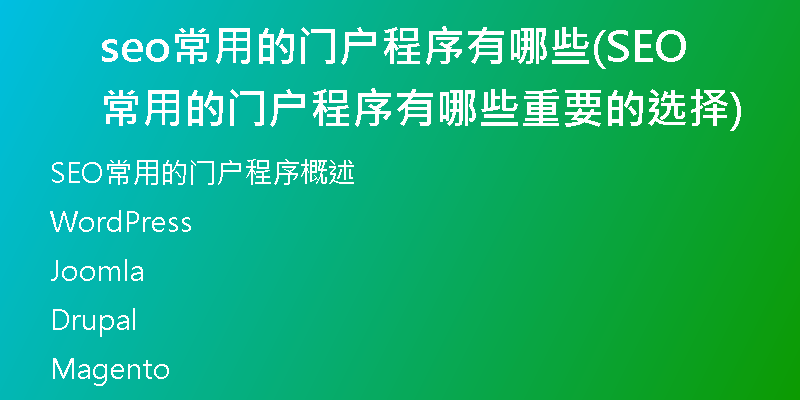 seo常用的门户程序有哪些(SEO常用的门户程序有哪些重要的选择)