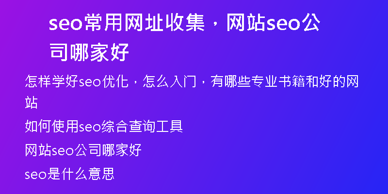 seo常用网址收集，网站seo公司哪家好