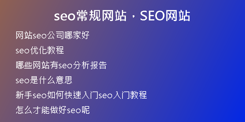 seo常规网站，SEO网站