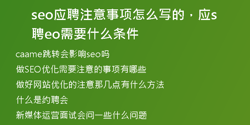 seo应聘注意事项怎么写的，应聘seo需要什么条件