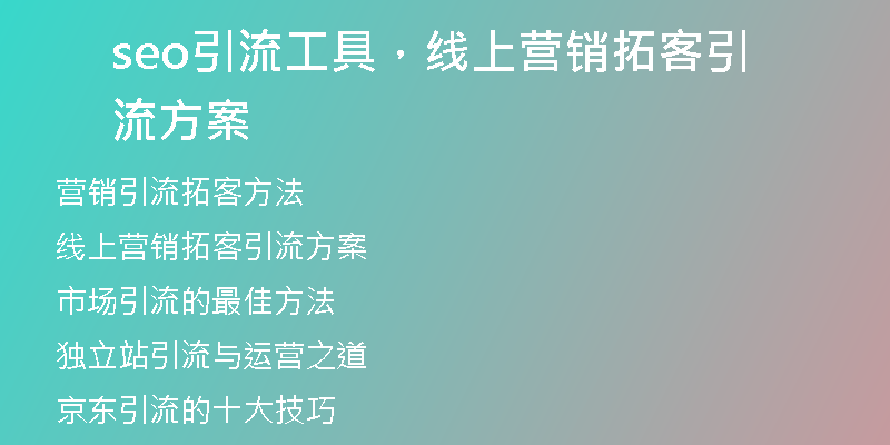 seo引流工具，线上营销拓客引流方案