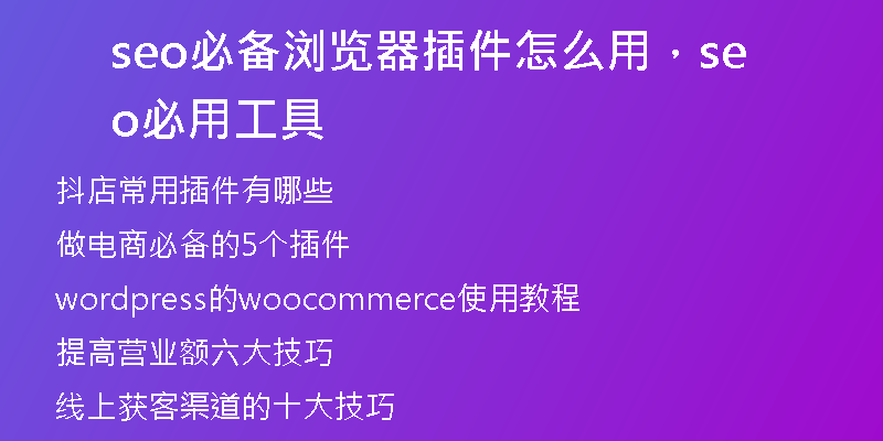 seo必备浏览器插件怎么用，seo必用工具