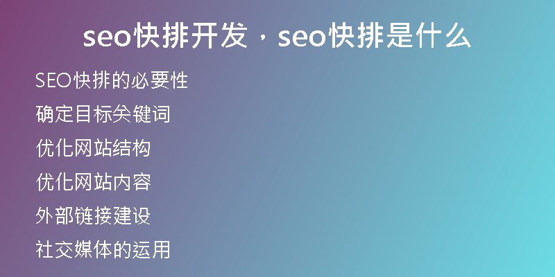seo快排开发，seo快排是什么