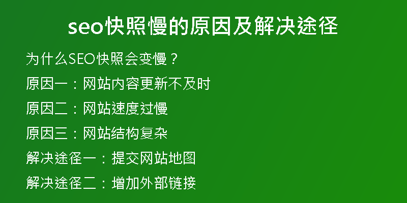 seo快照慢的原因及解决途径