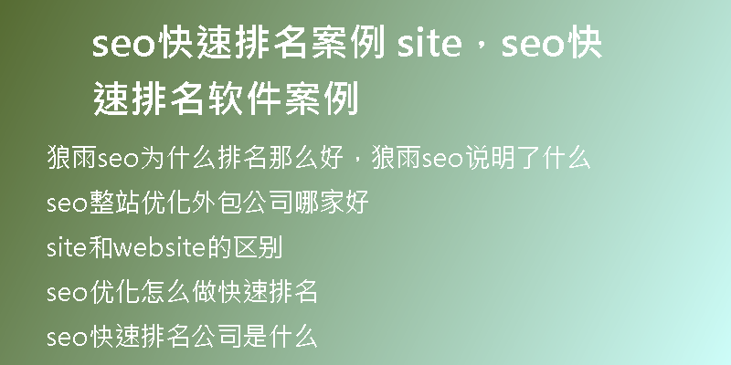 seo快速排名案例 site，seo快速排名软件案例
