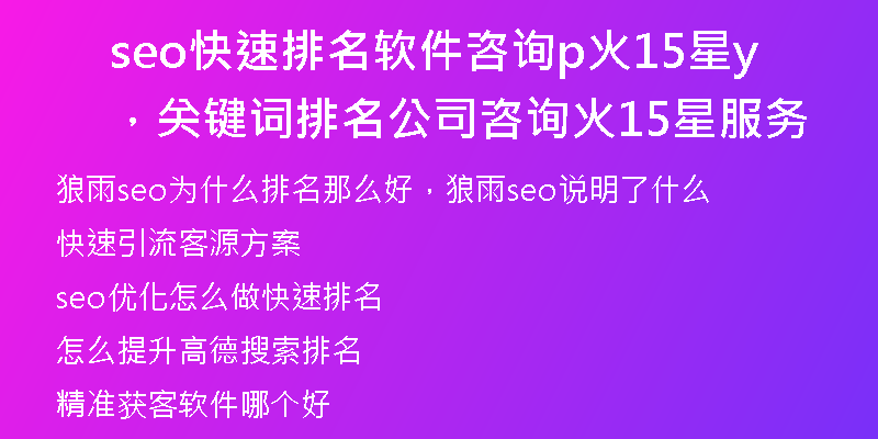 seo快速排名软件咨询p火15星，关键词排名公司咨询y火15星服务