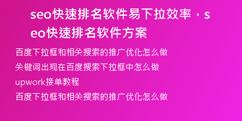 seo快速排名软件易下拉效率，seo快速排名软件方案