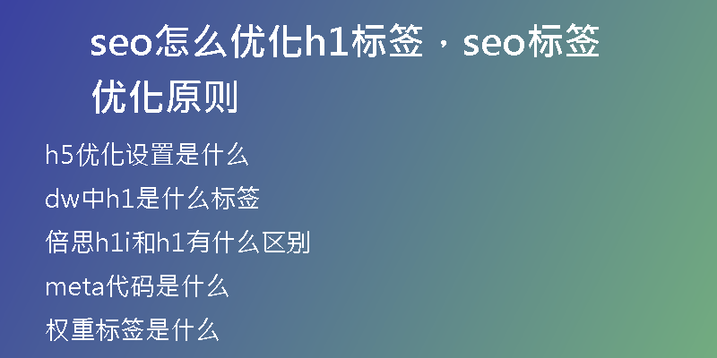 seo怎么优化h1标签,seo标签优化原则