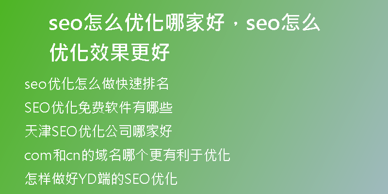 seo怎么优化哪家好，seo怎么优化效果更好