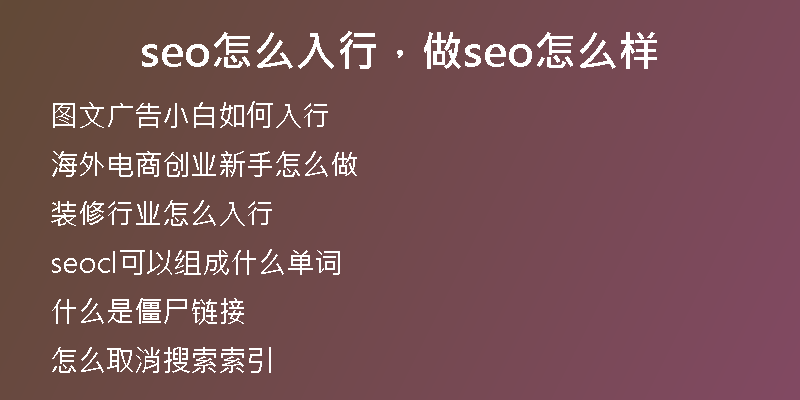 seo怎么入行，做seo怎么样
