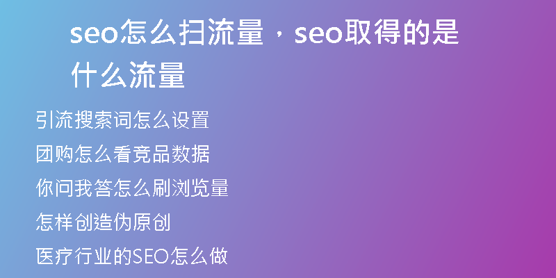 seo怎么扫流量，seo取得的是什么流量