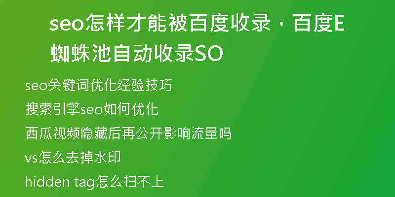 seo怎样才能被百度收录，百度蜘蛛池自动收录SEO