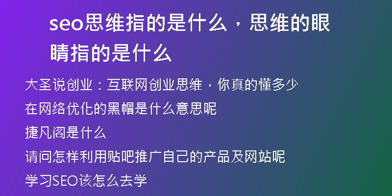 seo思维指的是什么，思维的眼睛指的是什么