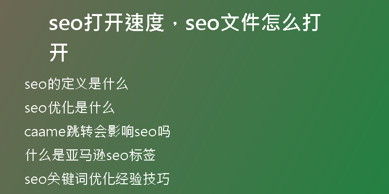 seo打开速度，seo文件怎么打开