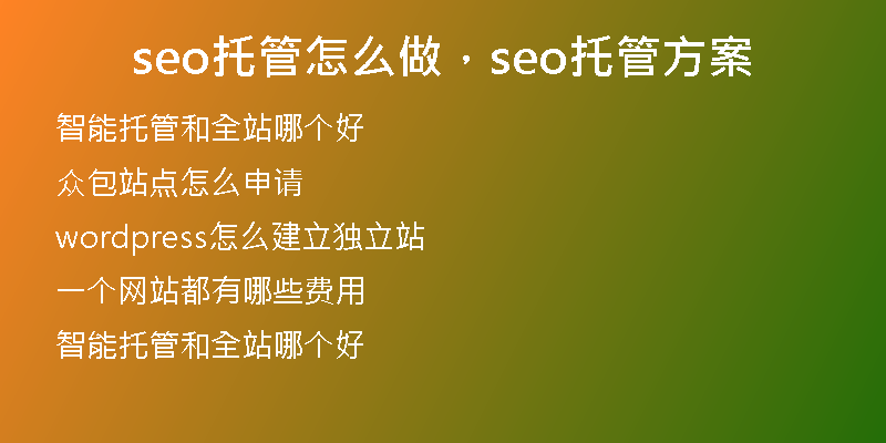 seo托管怎么做，seo托管方案