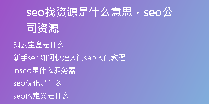 seo找资源是什么意思，seo公司资源