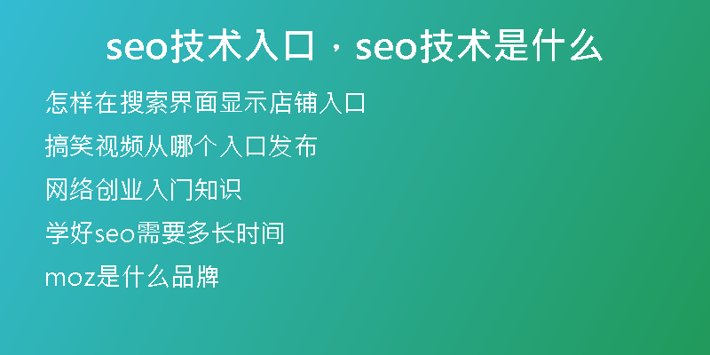 seo技术入口，seo技术是什么