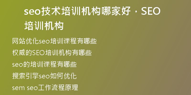 seo技术培训机构哪家好，SEO培训机构