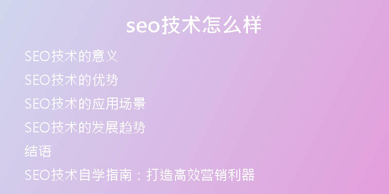 seo技术怎么样